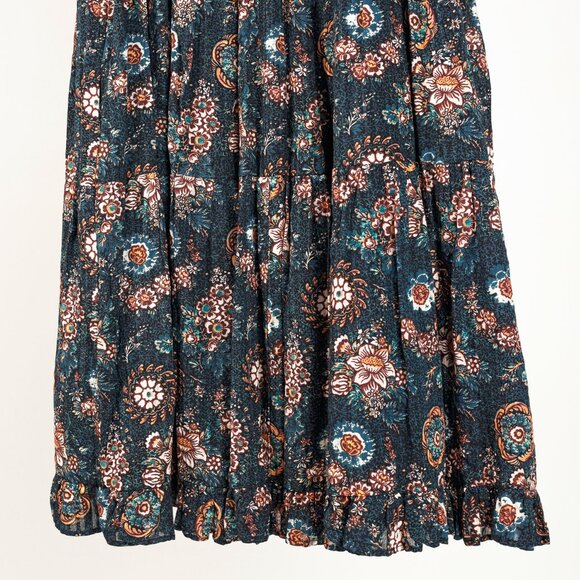 Ulla Johnson Adele Twilight Floral Print Cotton Ruffle Tiered Midi Dress - Picture 6 of 11